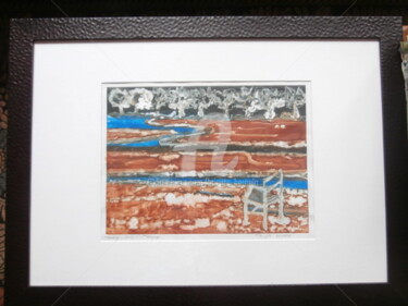 Gravures & estampes intitulée "Songe d un paysage" par Brigitte Barcelo, Œuvre d'art originale, Monotype Monté sur Carton