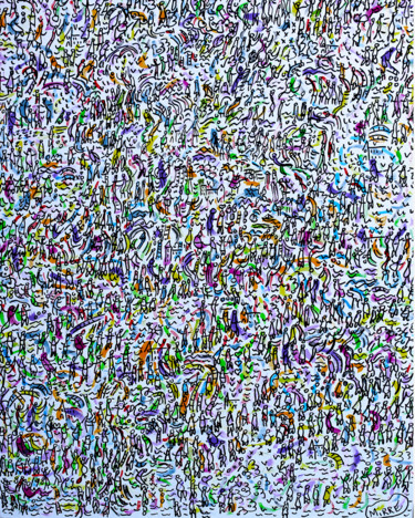 绘画 标题为“STREET CROWD” 由Jean Mirre, 原创艺术品, 丙烯
