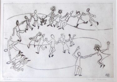 Gravures & estampes intitulée "Danse" par Brigitte Barcelo, Œuvre d'art originale, Gravure