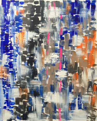 Peinture intitulée "Blue New-York" par Caroline Montigneaux, Œuvre d'art originale, Acrylique