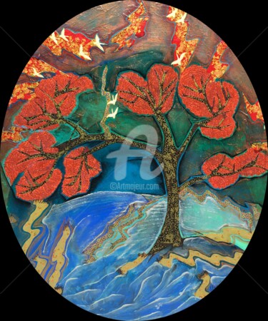 Peinture intitulée "L'ARBRE VOYAGEUR" par Marilyne Lavoisier, Œuvre d'art originale, Acrylique