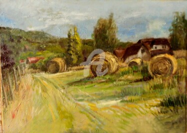Peinture intitulée "Balles de foin 2" par Antonia Ney, Œuvre d'art originale, Huile