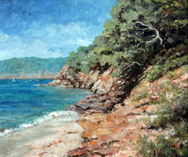 Peinture intitulée "Calanque à Rayol Ca…" par Henri Remi, Œuvre d'art originale, Huile