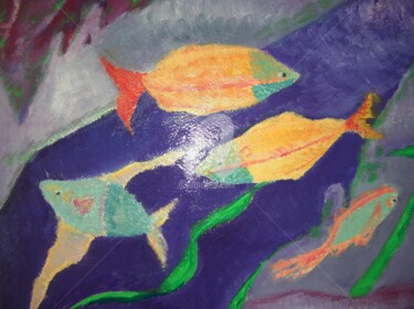 Peinture intitulée "Poissons Couleur Ar…" par Clémence C., Œuvre d'art originale, Huile