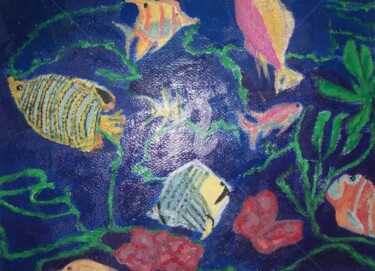 Peinture intitulée "Poissons Couleurs M…" par Clémence C., Œuvre d'art originale, Huile