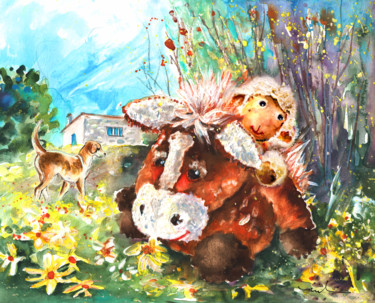 Painting titled "Donko The Donkey Wh…" by Miki De Goodaboom, Original Artwork, Watercolor