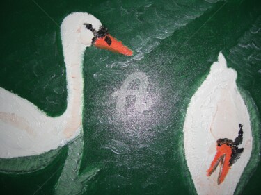 Peinture intitulée "4 Cygnes / Série de…" par Clémence C., Œuvre d'art originale, Huile