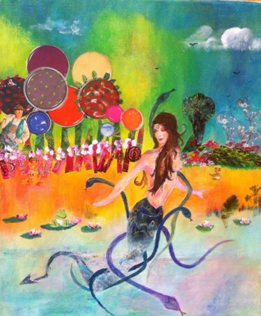 Painting titled "L'envouteuse Vouivre" by Koki, Original Artwork