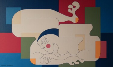 Pose-Télévision Painting titled "Pose-Télévision" by Hildegarde Handsaeme, Original Artwork, Acrylic Mounted on Aluminium