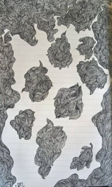 Drawing titled "Line work" by Elke Matthaeus, Original Artwork, Ballpoint pen