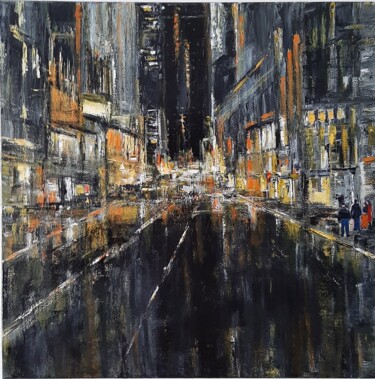 Peinture intitulée "New-York-gris" par Jeanne-Marie Delbarre, Œuvre d'art originale, Acrylique Monté sur Châssis en bois
