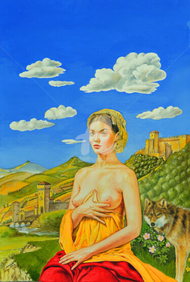 绘画 标题为“Lady Hawke” 由Valentino Camiletti, 原创艺术品, 彩画