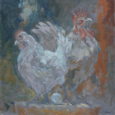 Malerei mit dem Titel "Oeuf Neuf ou la Fer…" von Michel Adam, Original-Kunstwerk, Acryl