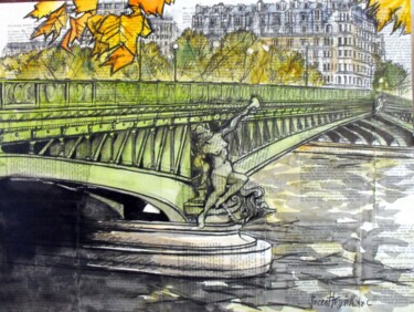 Peinture intitulée "Mirabeau" par Vincent Tessier Xxc, Œuvre d'art originale, Encre Monté sur Panneau de bois