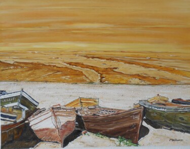 Peinture intitulée "Sur la Grève" par Jeanne-Marie Delbarre, Œuvre d'art originale, Huile