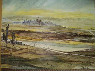 Peinture intitulée "Village dans la Bru…" par Jeanne-Marie Delbarre, Œuvre d'art originale, Huile