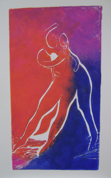 印花与版画 标题为“"Le passage" N°2” 由Nadine Trescartes (fildefériste), 原创艺术品, Linocuts