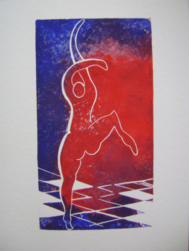印花与版画 标题为“"Allegria"” 由Nadine Trescartes (fildefériste), 原创艺术品, Linocuts