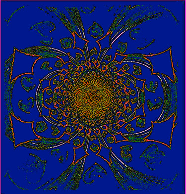 Digital Arts titled "Mandalize Blue" by Kirlian, Original Artwork, Digital Painting