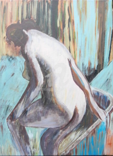 Peinture intitulée "Copie Degas, Le bain" par Brigitte Barcelo, Œuvre d'art originale, Acrylique