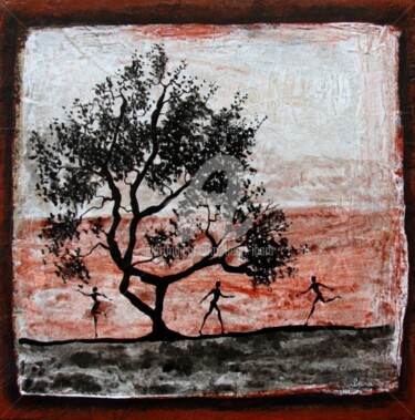 esprit-de-l-arbre-n-26-peinture-d-ibara-acrylique-sur-toile-format-30cm-sur-30cm-encadre.jpg Painting titled "esprit-de-l-arbre-n…" by Henri Ibara, Original Artwork, Acrylic