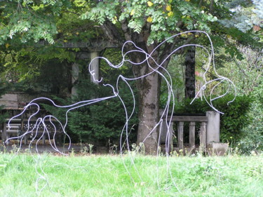 Skulptur mit dem Titel ""l'homme arbre"" von Nadine Trescartes (fildefériste), Original-Kunstwerk, Metalle