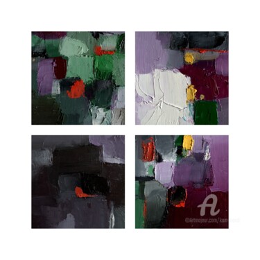 Peinture intitulée "Composition abstrai…" par Kam Bendi, Œuvre d'art originale, Huile