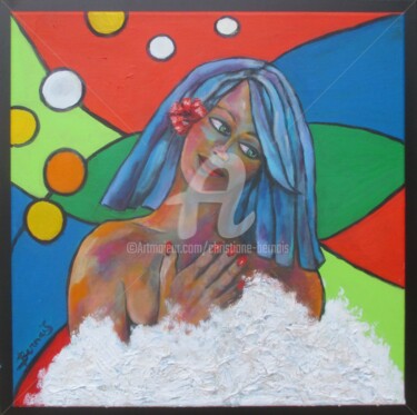 Painting titled "Bain moussant" by Christiane Bernais, Original Artwork, Acrylic Mounted on Wood Stretcher frame