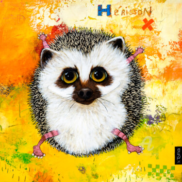 Peinture intitulée "Hérisson" par Toma, Œuvre d'art originale, Acrylique