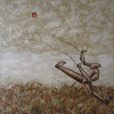 绘画 标题为“Le cerf-volant” 由Véronique Wibaux, 原创艺术品, 丙烯