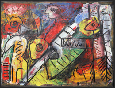 Painting titled "Ronde de nuit (aprè…" by Jean Mirre, Original Artwork, Oil