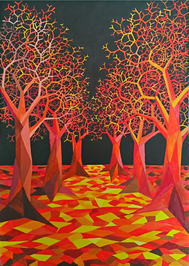 Pittura intitolato "VIALE D'AUTUNNO" da Narciso Dall Orto, Opera d'arte originale, Acrilico
