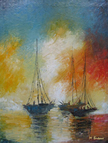 Peinture intitulée "voiliers" par Mohamed Berkane, Œuvre d'art originale, Huile