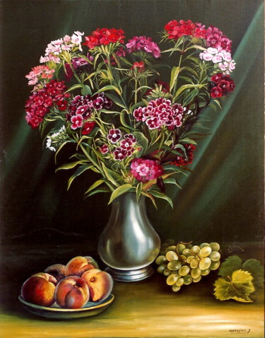 Peinture intitulée "COMPOSITION POETIQUE" par Yvette Matysiak, Œuvre d'art originale, Huile