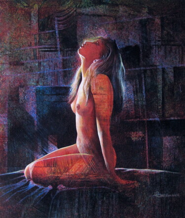 Peinture intitulée "Sophie sur Sofa" par Jean-Pierre Charbonnier, Œuvre d'art originale