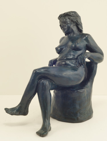 Sculpture intitulée "Un dimanche au sole…" par Véronique Lopez-Boiteux, Œuvre d'art originale, Terre cuite