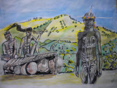 Peinture intitulée "BALAFON" par Herve Yann Dubois, Œuvre d'art originale, Gouache