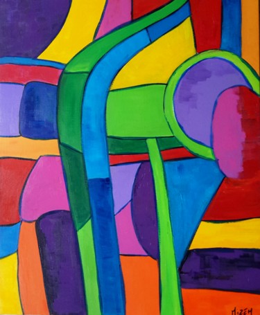 Peinture intitulée "VITRAIL 60X73" par Mizem, Œuvre d'art originale