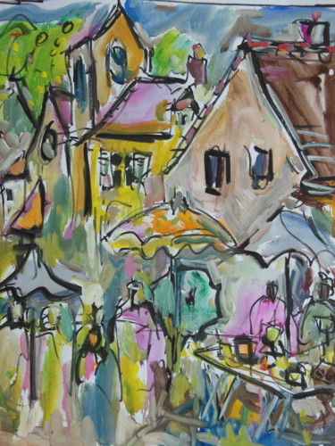 Vieille-Eglise 11 - scène de brocante Peinture intitulée "Vieille-Eglise 11 -…" par Jean-François Groisy, Œuvre d'art originale, Gouache