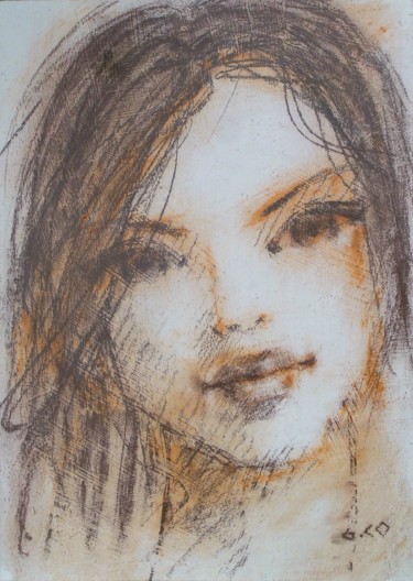 Dessin intitulée "Visage" par Gérard Cottereau, Œuvre d'art originale, Craie