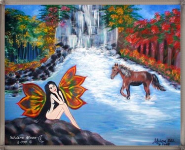 Pintura intitulada "Borboleta na Flores…" por Silviane Moon, Obras de arte originais, Tinta