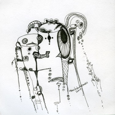 Disegno intitolato "tilted-union.jpg" da Akachukwu Akabeks Chukwuemeka, Opera d'arte originale, Inchiostro