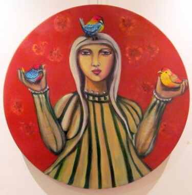 제목이 "FEMME MEDIEVAL AVEC…"인 미술작품 Hebe Beatriz Alioto로, 원작, 기름