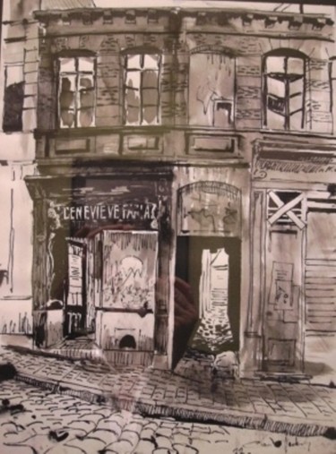 Drawing titled "ruelle à Mons" by Claude Hardenne, Original Artwork
