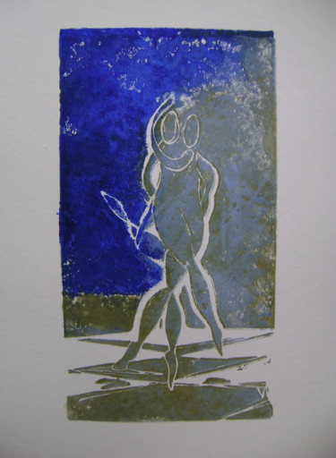 印花与版画 标题为“"malgré l'orage" ve…” 由Nadine Trescartes (fildefériste), 原创艺术品, Linocuts