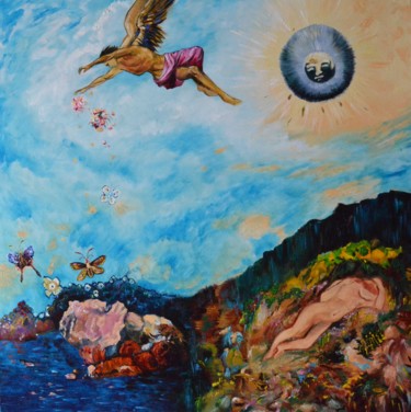 Malerei mit dem Titel "Hommage à Odilon Re…" von Andromaque, Original-Kunstwerk, Öl
