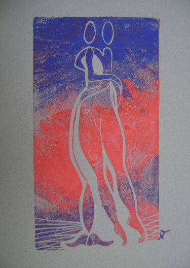 印花与版画 标题为“série des danseurs…” 由Nadine Trescartes (fildefériste), 原创艺术品, Linocuts