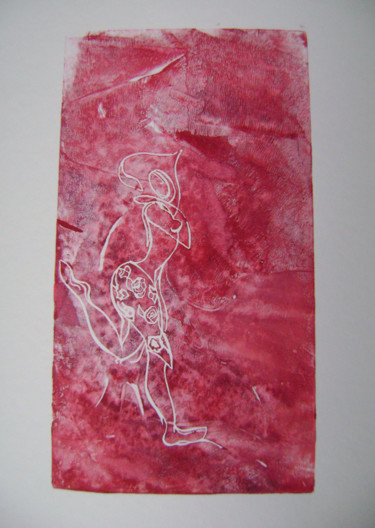 Gravures & estampes intitulée "Africaine "danse de…" par Nadine Trescartes (fildefériste), Œuvre d'art originale, Linogravur…
