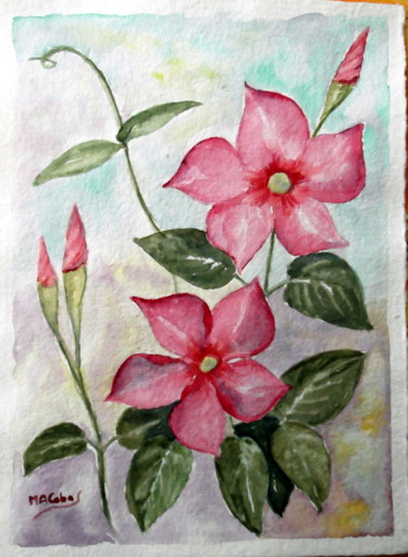 Peinture intitulée "Mandevillas" par Marian Cobos, Œuvre d'art originale, Aquarelle