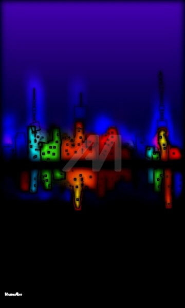 Peinture intitulée "Manhattan" par Vrineart, Œuvre d'art originale